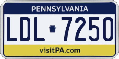 PA license plate LDL7250