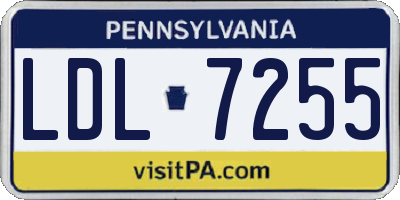 PA license plate LDL7255
