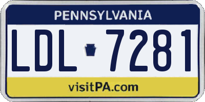 PA license plate LDL7281