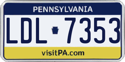 PA license plate LDL7353