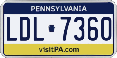 PA license plate LDL7360