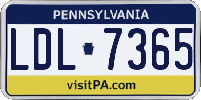 PA license plate LDL7365