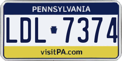 PA license plate LDL7374