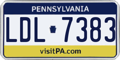 PA license plate LDL7383