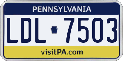 PA license plate LDL7503