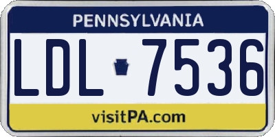 PA license plate LDL7536