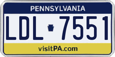 PA license plate LDL7551