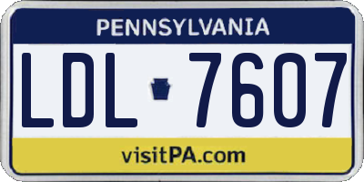 PA license plate LDL7607