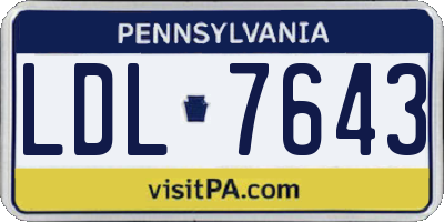 PA license plate LDL7643