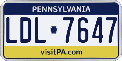 PA license plate LDL7647