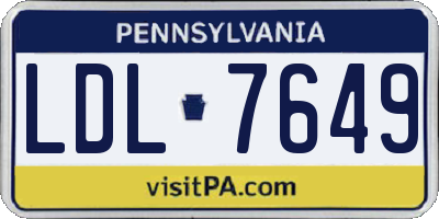 PA license plate LDL7649