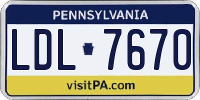 PA license plate LDL7670