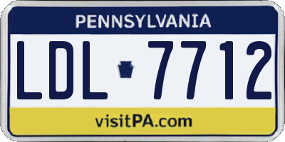 PA license plate LDL7712