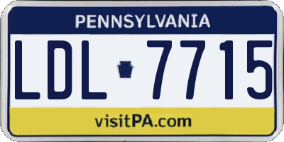 PA license plate LDL7715