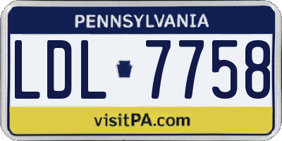 PA license plate LDL7758