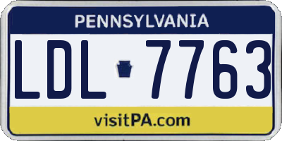 PA license plate LDL7763