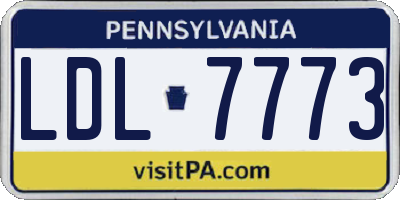 PA license plate LDL7773