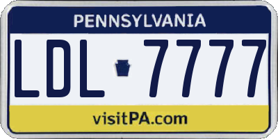 PA license plate LDL7777