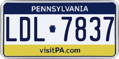 PA license plate LDL7837