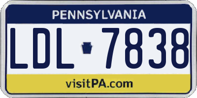 PA license plate LDL7838