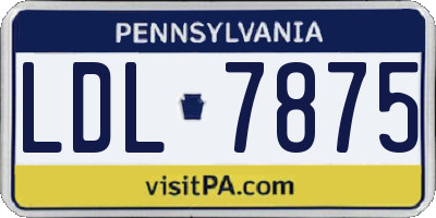 PA license plate LDL7875
