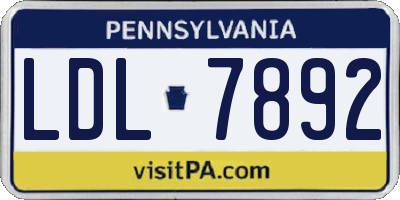 PA license plate LDL7892