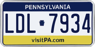 PA license plate LDL7934
