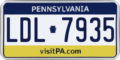 PA license plate LDL7935