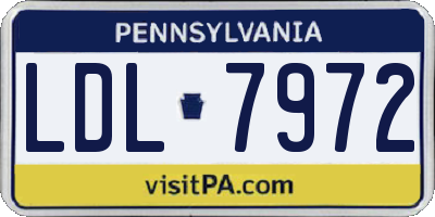 PA license plate LDL7972