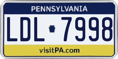 PA license plate LDL7998