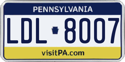 PA license plate LDL8007