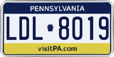 PA license plate LDL8019