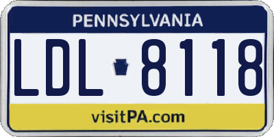 PA license plate LDL8118