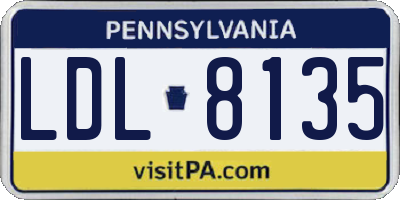 PA license plate LDL8135