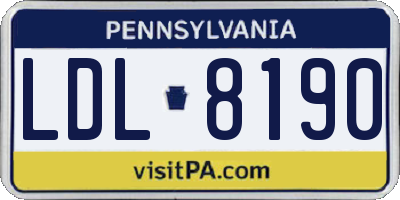 PA license plate LDL8190