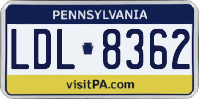 PA license plate LDL8362