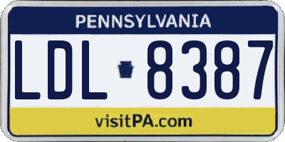 PA license plate LDL8387