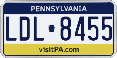PA license plate LDL8455