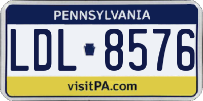 PA license plate LDL8576