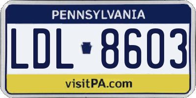 PA license plate LDL8603