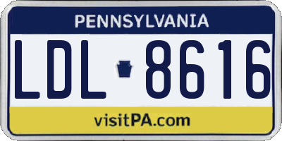PA license plate LDL8616