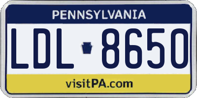 PA license plate LDL8650