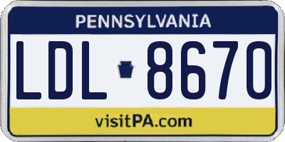 PA license plate LDL8670