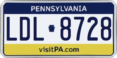 PA license plate LDL8728