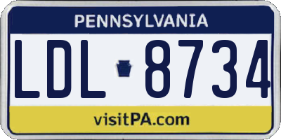 PA license plate LDL8734