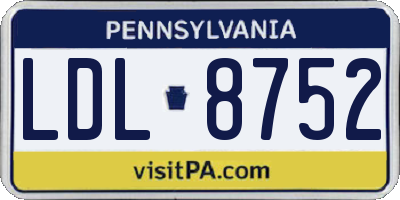 PA license plate LDL8752