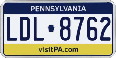 PA license plate LDL8762