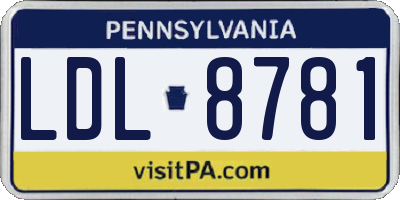 PA license plate LDL8781
