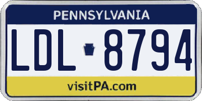 PA license plate LDL8794