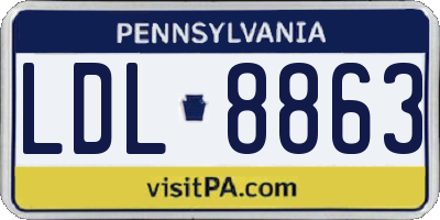 PA license plate LDL8863
